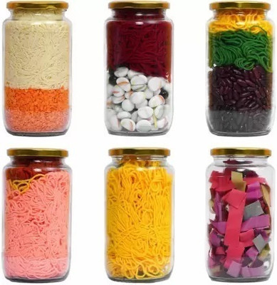 Sitaram Creation Glass Grocery Container  - 1000 ml(Pack of 6, Clear)