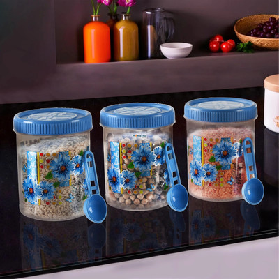 HOMESTIC by Kuber Industries Plastic Utility Container  - 500 ml(Pack of 3, Blue)