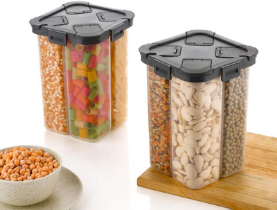 Besty Buddy Plastic Grocery Container  - 2000 ml(Maroon, Black)