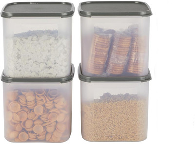 AK HUB Plastic Grocery Container  - 4000 ml(Pack of 4, Transparent)