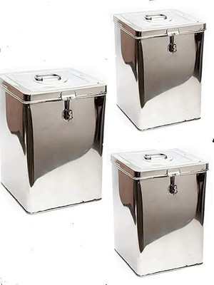 Bhalia Craft Stainless Steel Grocery Container  - 15 kg(Pack of 3, Silver)
