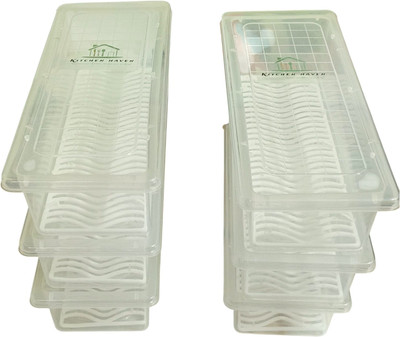 kitchenhaven Plastic Fridge Container  - 0.6 L(Pack of 6, White)