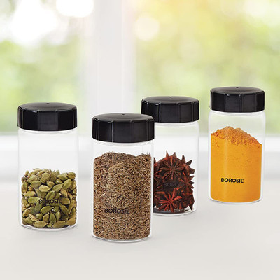 BOROSIL Glass Utility Container  - 1000 ml(Pack of 4, Clear)