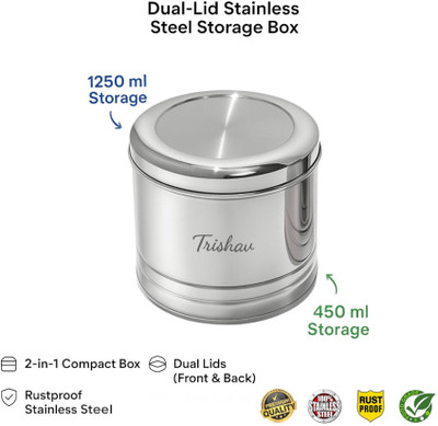 Trishav Stainless Steel Utility Container  - 1700 ml(Silver)
