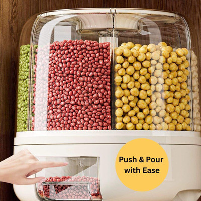 Domera Polypropylene Cereal Dispenser  - 6 kg(Off White)