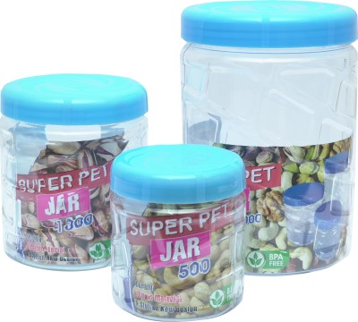 J J SUPER PET JAR COMBO Plastic Utility Container  - 2000 ml, 1000 ml, 500 ml(Pack of 3, Blue)