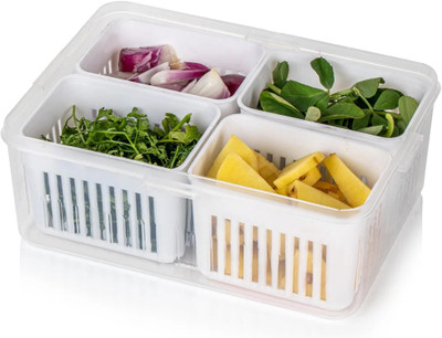 AROSSIM Plastic Fridge Container  - 400 ml(White)