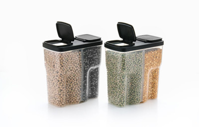 Somnath India Plastic Grocery Container  - 2500 ml(Pack of 2, Black)
