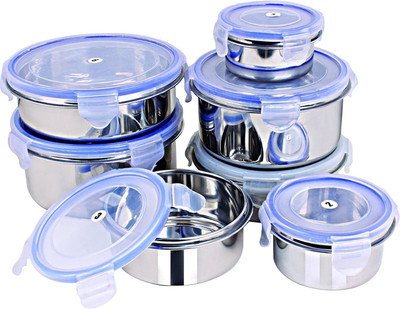 Rema Stainless Steel Utility Container  - 1000 ml(Pack of 7, Silver)