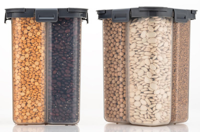 ADMONITION Plastic Grocery Container  - 2000 ml(Pack of 2, Grey)