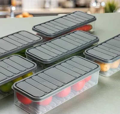 NIRAENTERPRISE Plastic Fridge Container  - 2 L(Pack of 6, Transparent)