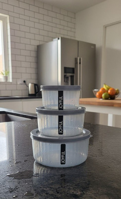 Joyful Plastic Grocery Container  - 2100 ml(Pack of 3, Grey)
