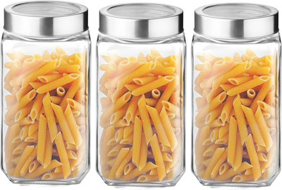 MOOZICO Glass Utility Container  - 1000 ml(Pack of 3, Clear)