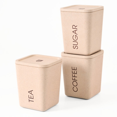 Eha Biocomposite Tea Coffee & Sugar Container  - 800 ml(Pack of 3, Off White)
