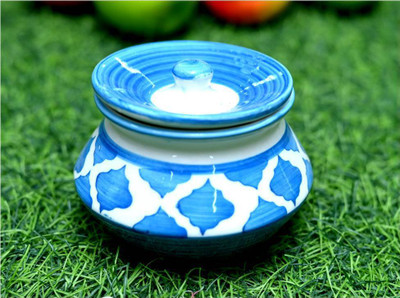 Jetwals Ceramic Pickle Jar  - 300 ml(Blue)
