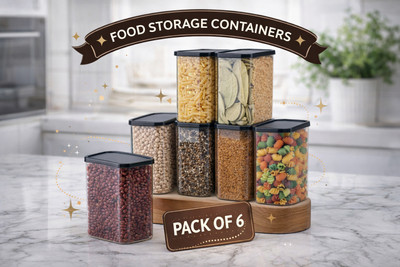 ManavETP Plastic Grocery Container - 1500 ml(Pack of 6, Transparent)