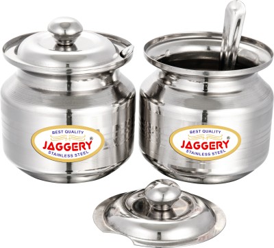 JAGGERY Steel Grocery Container  - 210 ml(Pack of 2, Silver)