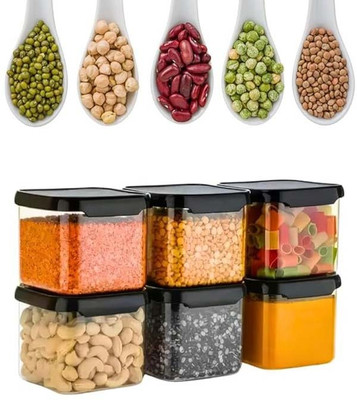 ROMARA Plastic Grocery Container  - 500 ml(Pack of 6, Black)