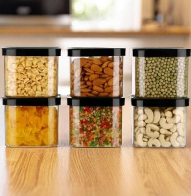 Charmpeak Plastic Grocery Container  - 500 ml(Pack of 6, Black)