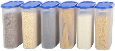 Cutting EDGE Plastic Grocery Container  - 2400 ml(Pack of 6, Blue)