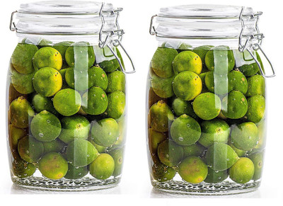 GOOD TO GREAT CREATION Glass Grocery Container  - 1200 ml(Pack of 2, Clear)