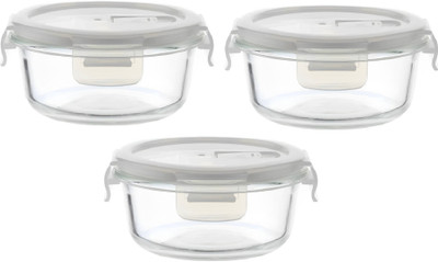 IndusBay Glass Utility Container  - 370 ml(Pack of 3, Clear)