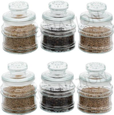 GR8INDIA Glass Tea Coffee & Sugar Container  - 200 ml(Pack of 6, Clear)