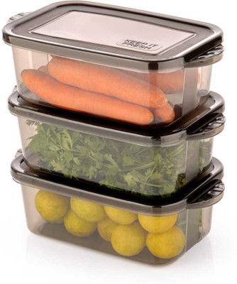 RJTECH Plastic Fridge Container  - 1 L(Pack of 3, Transparent)