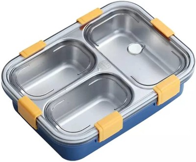 Masox Store 3 Compartment Sealed Leak Proof Stainless Steel Lunch Box For Kid's & Adult K1 3 Containers Lunch Box(350 ml, Thermoware)