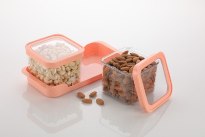 SKYHEART Plastic Grocery Container  - 550 ml(Pack of 2, Orange)