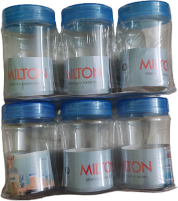 MILTON Plastic Grocery Container  - 200 ml(Pack of 6, Clear, Blue)
