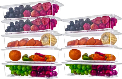 STUNNER ENTERPRISE Plastic Fridge Container  - 2000 ml(Pack of 9, Clear)