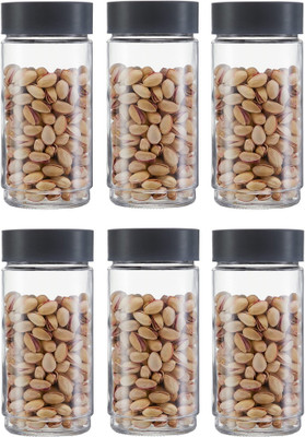 AK HUB Glass Grocery Container  - 2000 ml(Pack of 6, Grey)