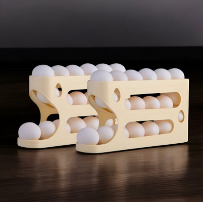 Dwarkesh enterprise Plastic Egg Container  - 1.5 dozen(Pack of 2, Off White)