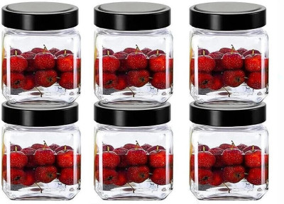 Avastro Glass Cookie Jar  - 600 ml(Pack of 6, Clear)