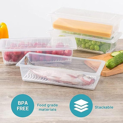Luxe Plastic Fridge Container  - 1500 ml(Pack of 6, Clear)