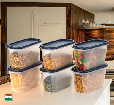 Serenity Plastic Grocery Container  - 1200 ml(Pack of 6, Blue)