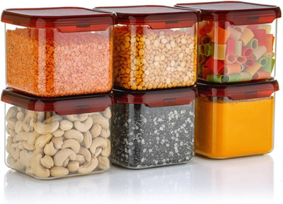 SKYHEART Plastic Grocery Container  - 500 ml(Pack of 6, Maroon)