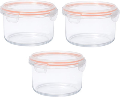 IndusBay Glass Fridge Container  - 850 ml(Pack of 3, Transparent)