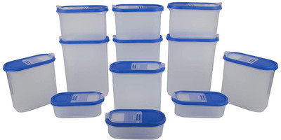Cutting EDGE Plastic Grocery Container  - 0.5 L, 1.2 L, 1.8 L, 2.4 L(Pack of 12, Blue)