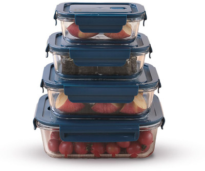 UMAI Glass Utility Container  - 410 ml, 580 ml, 1040 ml, 1520 ml(Pack of 4, Clear)