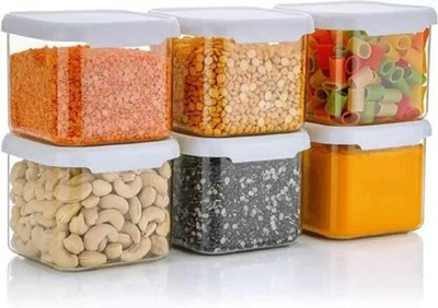 BENNUR 7 Plastic Grocery Container  - 500 ml(Pack of 6, White)