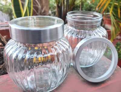GR8INDIA Glass Grocery Container  - 650 ml(Pack of 2, Clear)