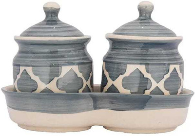 Your Local Store Ceramic Pickle Jar  - 200 ml(Pack of 2, Grey)