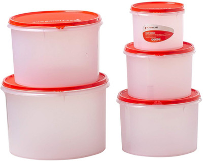 ACTIONWARE Plastic Grocery Container  - 13.75 L(Pack of 5, Red)