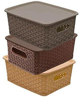 Tradedrow Plastic Utility Container  - 3000 ml(Pack of 3, Multicolor)