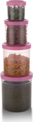 SAZAVAT Plastic Cookie Jar  - 1200 ml(Pack of 4, Pink)