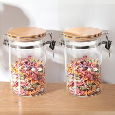 KUBER INDUSTRIES Glass Utility Container  - 1000 ml(Pack of 2, Clear)