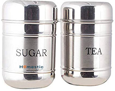 HOMESTIC by Kuber Industries Steel Utility Container  - 500 ml(Pack of 2, Silver)