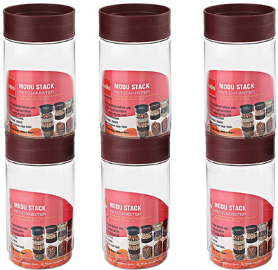 ADD HUB Plastic Cookie Jar  - 1000 ml(Pack of 6, Red)